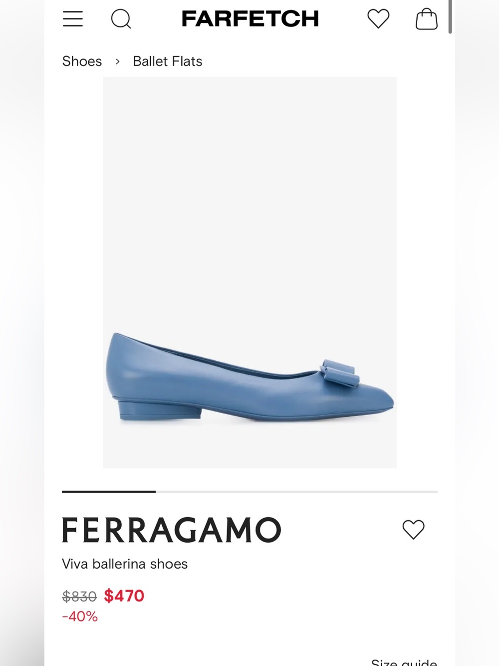 Ferragamo Viva Ballerina Cornflower Blue Leather Flats Size 6 - Picture 12 of 14